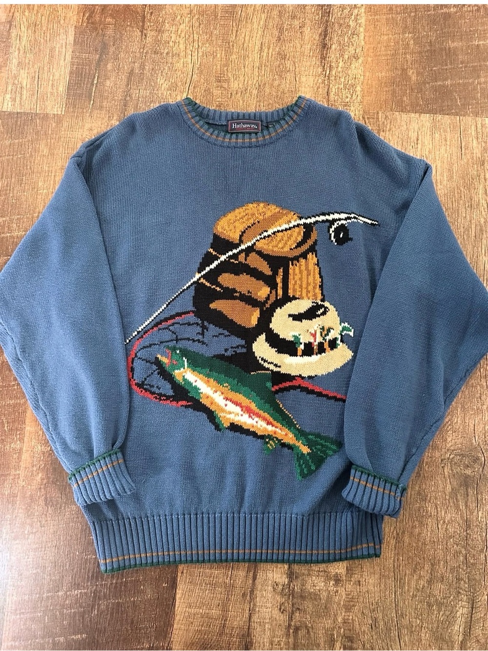 Hathaway Intarsia Sweater Fly Fishing Scene